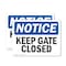 Signmission Keep Gate Closed, 14 in W x Rectangle, Plastic OS-2PACK-NS-P-1014-L-13809 - alternate 1